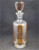 Crystal Decanter Bottle Glass Leaves Gold Coloring