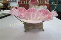 Antique Victorian Bride's Basket, Pink