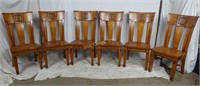 6 Heavy Solid Wood Chairs W/ Pyrograph Design