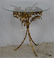 Ornate Metal & Glass Side Table