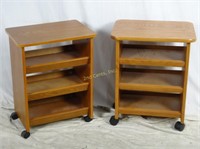 Pair Of Rolling End Tables