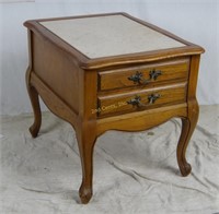 Marble Top Solid Wood End Table
