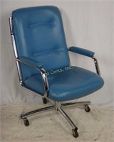 Mid Century Modern Blue Rolling Office Chair