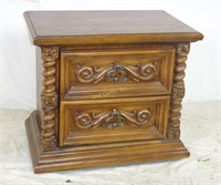 Ornate Wooden 2 Drawer Night Stand