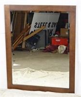 Beveled Wood Frame Hanging Mirror