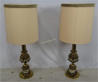 Pair Of Ornate Stiffel Table Lamps W/ Shades