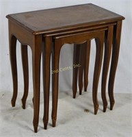 Wood Leather Top Nesting Tables