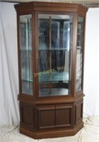 Large Locking Glass Curio Cabinet W/ Storage
