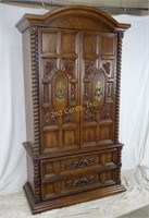 Large Solid Wood Ornate Armoire