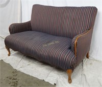 Country Style Love Seat Fabric & Wood 54" Long