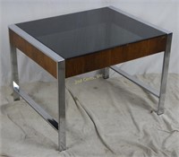 Mid Century Modern Chrome/ Glass/ Wood Table
