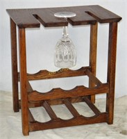 Small Solid Oak Wine Glass And Bottle Holder