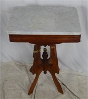 Antique Ornate Wood Marble Top Table