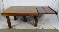 Antique Tiger Stripped Oak Table W/ Built In Leave