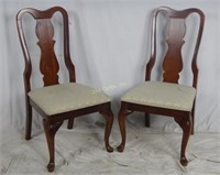 Pair Of Padded Seat Wooden Chairs 40" Tall