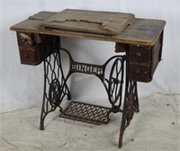 Antique Singer Sewing Cabinet W/ Cast Iron Base