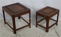 Pair Of Ornate Wood Carved Side Tables