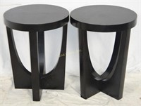 Pair Of Black Modern Round End Tables