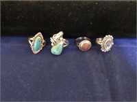 4 PC SOUTHWESTERN STYLE RING LOT