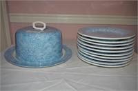 12 Piece Blue & White Spatterware, Made in Italy