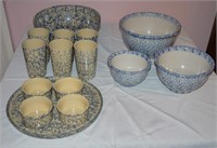 15 Pieces Unmatched Blue Spatterware - Mixing