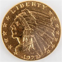 Coin 1927 $2.5 Indian Head U.S. Gold Coin