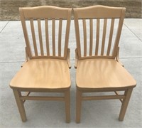 (2) Fanback Wood Dining Chair Set