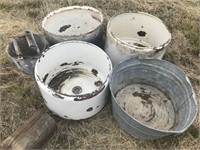 Antique Galvanized & Porcelain Wash Basins
