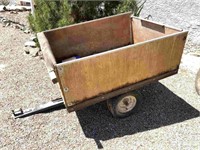 Pull behind box trailer for riding lawnmower