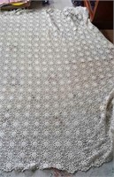 Crochet tablecloth or bed cover, beige, 84"