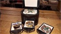 3 DRAWER HINGED LID ROSE PAINTED JEWELLRY BOX