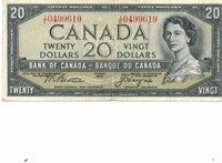 CANADIAN 1954 $20.00 DOLLAR BANK NOTE