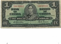 CANADIAN 1937  GORDON & TOWERS $1 BANK NOTE