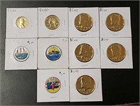 (10) Gold Plated or Painted U.S Coins
