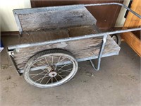 Rolling metal and wood cart