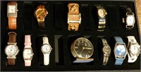 Assorted wrist watches, mantel clock