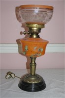 English 2 Wick Oil Lamp , electrified, with