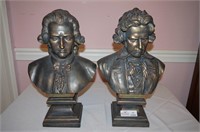 2 Composite Decorator Busts - Mozart, Beethoven