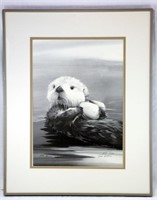 Sea Otter Signed Framed Print by W E Ryan