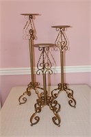 3 Graduated Metal Decorator Candle Stands - 22"H