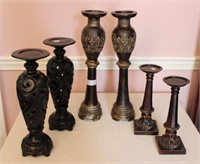 6 Unmatched Decorator Candle Stands - Pair of