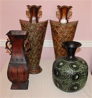 4 Unmatched Metal Vase - 23 3/4"H / 23 3/4"H  /