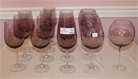 14 Amethyst to Clear Stem Ware - 10 matched wines