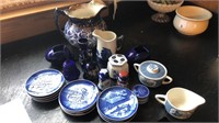 Blue porcelain dishes