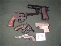 5 Cap Gun Pistols - 2 for parts