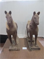 2 Concrete Yard Horses - Hand Painted