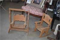 Wooden Doll Rocking Chair, and Wooden Doll