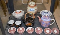 Oriental Tea Pots, Lidded Ceramic Bowls & Jar, and