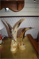 Three Vtg Carved Animal Horn Bird Figurines