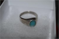 Sterling Silver Ring w/ Turquoise Marked TC-45
